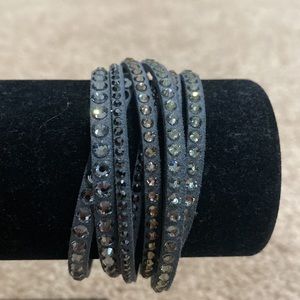 Dark gray Swarovski crystal wrap bracelet